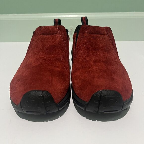 Merrell Shoes Women's Size 6.5 Jungle Moc Red Sunset Suede Leather Slip On Mules - Picture 2 of 14